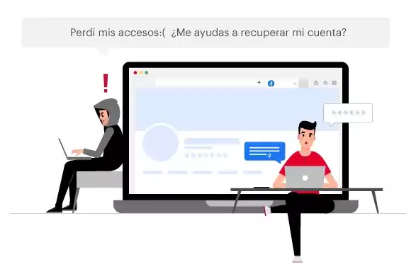 Ilustración de estafa por redes sociales